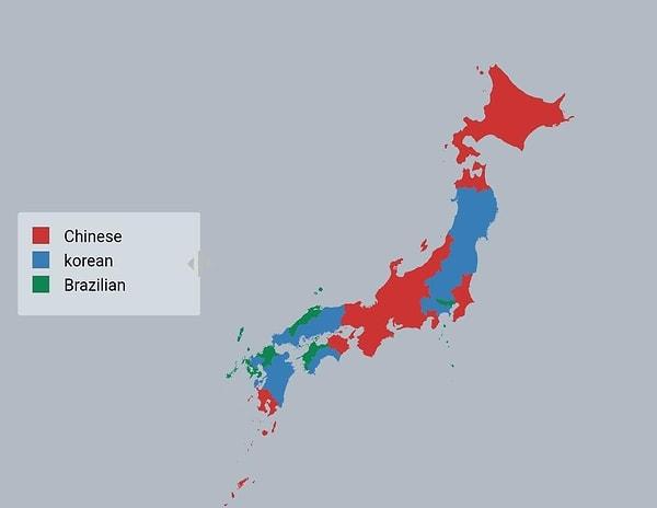 3. Japonya'daki en yaygın göçmen grupları.