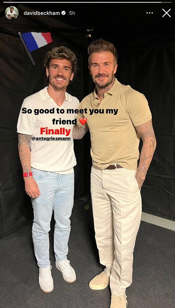Eski futbolcu David Beckham Antoine Griezmann ile buluştu.