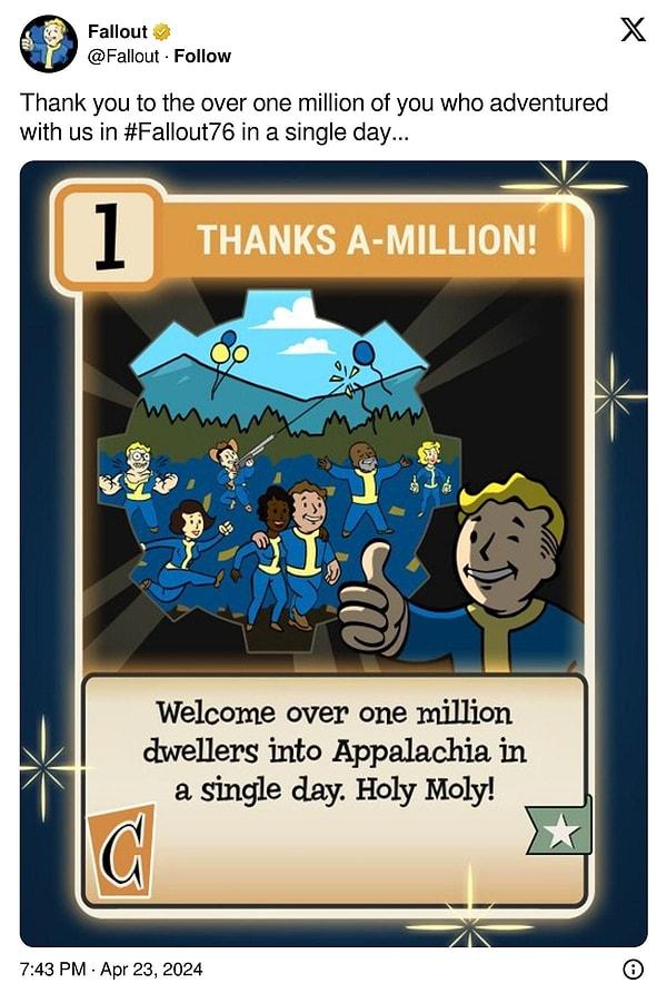 Bethesda celebrated this success with a tweet.