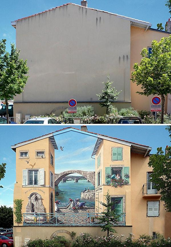 1. Fransız sanatçı Patrick Commecy, sıkıcı kentsel binalara hayat vererek onları göz alıcı duvar resimlerine dönüştürüyor.