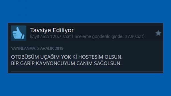 7. Şu an oyunu açıp bunu kamyonuma yazmaya gidiyorum acilen.