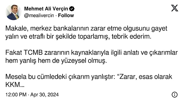 İşte Merkez Bankası'nın zarar yazısına yapılan yorumlardan bazıları.