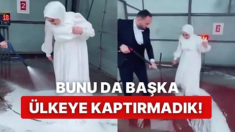 Gelinliği Kirlenince Çareyi Oto Yıkamada Buldular: “Yurdum İnsanı Yine Şaşırtmadı”