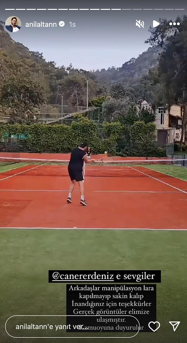 O sırada Anıl Altan da Müge Boz'un eşi Caner Deniz ile tenis oynadı.