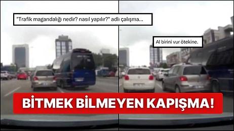Ankara’da Dolmuşçu ile Araç Sürücüsünün Trafikteki Yol Kavgası Gündem Oldu
