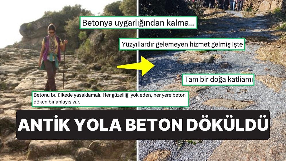 Aydın'da 2 Bin 500 Yıllık Antik Yola Beton Döküldü! Antik Yolun 'Betonlaşmasına' Sosyal Medyadan Tepki Geldi!