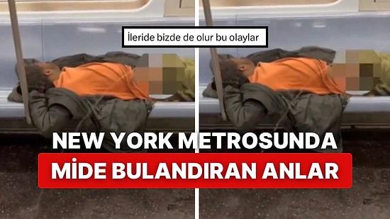 New York Metrosunda Baygın Halde Yatan Adam Diğer Yolcuların Ortasında Tuvaletini Yapmaya Başladı