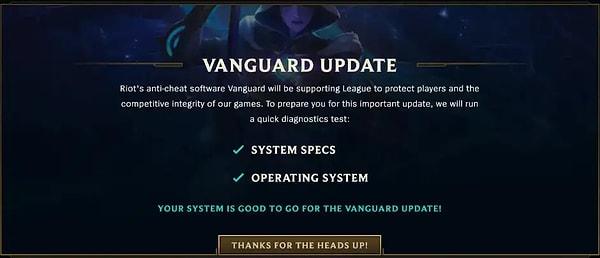Vanguard hile koruma sistemi League of Legends için de kullanılmaya başladı.