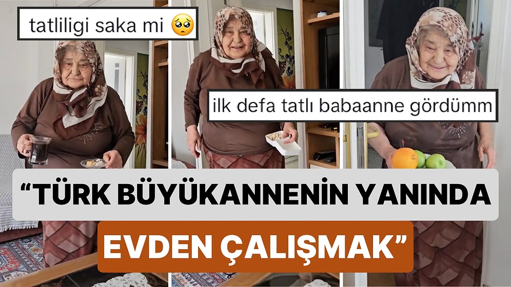 Evden Çalışan Torununa Hiç Durmadan Atıştırmalık Yiyecek İkramı Yapan Büyükanne Kalpleri Isıttı