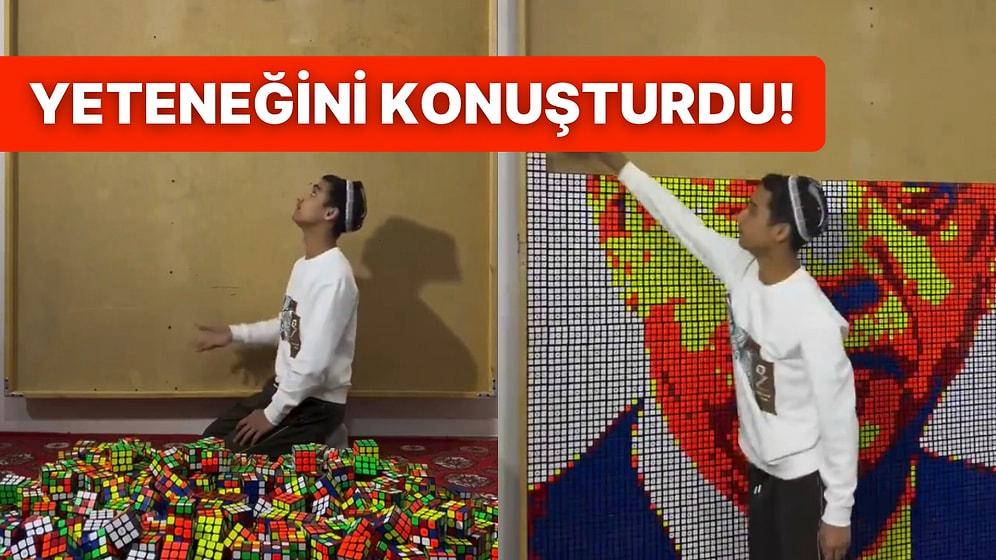 Rübik Küplerle Cumhurbaşkanı Erdoğan’ın Portresini Yapan Genç Yeteneğiyle Alkışları Topladı