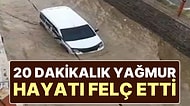 Şırnak’ta 20 Dakika Yağan Yağmur Hayatı Felç Etti, Sokaklar Göle Döndü