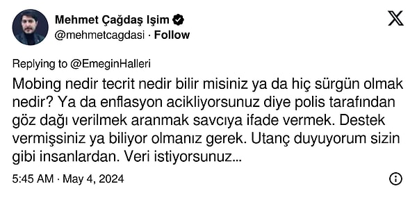 Çelik'e cevap, ENAG üyelerinden Finansal Analist Mehmet Çağdaş Işim'den geldi.