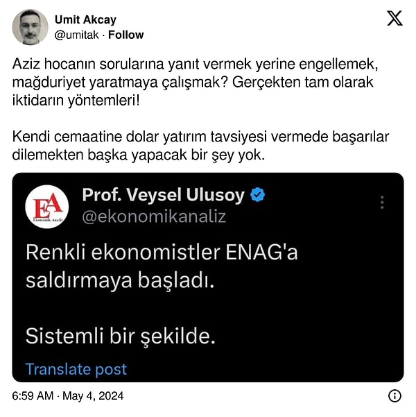 Aziz Çelik'in engellenmesine yönelik birçok önemli ekonomistten tepki gecikmedi.