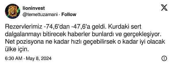 "Kurdaki sert dalgalanmayı bitirecek haberler bunlardı ve gerçekleşiyor."