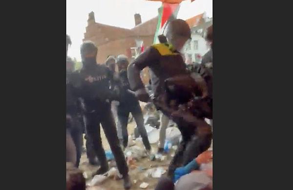 Hollanda'da düzenlenen eyleme polis şiddeti damgasını vurdu.
