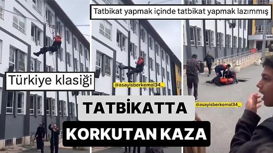 İstanbul'da Bir Lisede Gerçekleştirilen Deprem Tatbikatı Sırasında AFAD Görevlisi Yüksekten Yere Çakıldı
