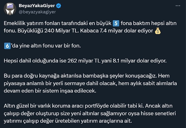 Dünyada da güvenli liman olarak enflasyona karşı korunma aracı olarak görülüyor.