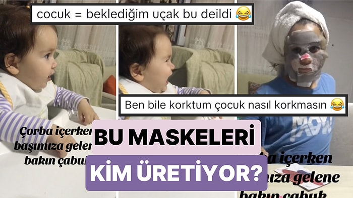 Bu Maskeleri Kim Üretiyor? Keyifle Yemek Yerken Ablasını Cilt Maskesiyle Karşısında Görünce Çok Korkan Minik