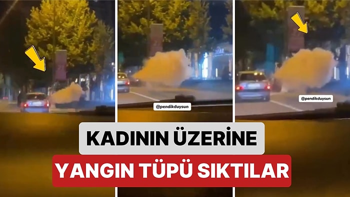 Pendik’te Yol Kenarında Bekleyen Bir Kadının Üzerine Bir Otomobilin İçinden Yangın Söndürme Tüpü Sıktılar