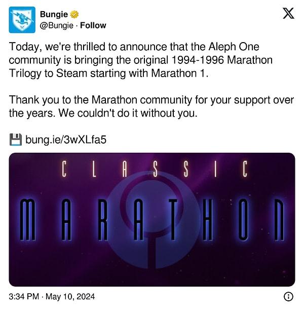 Bungie orijinal üçlemenin Steam'e eklendiği haberini Twitter hesabı üzerinden bir de müjdeyle verdi.