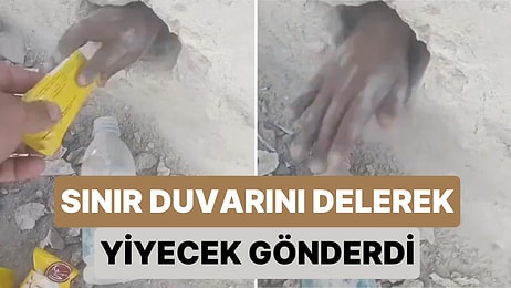 Mısırlı Bir Adam Sınır Duvarında Delik Açarak Filistinli Çocuklara Yiyecek Uzattı