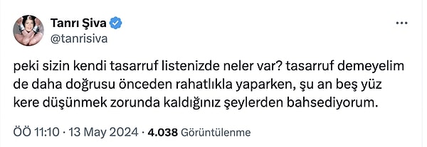 Peki ya vatandaşın kendi kendine uygulamak zorunda olduğu tasarruf paketinde neler var? Twitter'da Tanrı Şiva isimli kullanıcı takipçilerine bu soruyu sordu. 👇