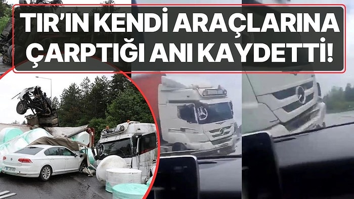 TIR'ın Kendi Araçlarına Çarptığı Anı Kaydetti: Görüntüyü Kaydeden Yolcunun Durumu Ağır