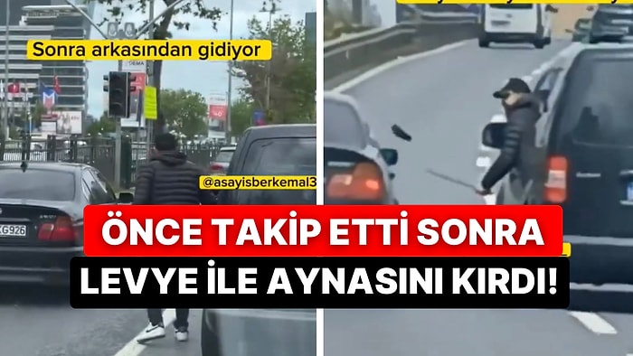 Trafikte Dehşet Saçan Sürücü Bir Başka Sürücünün Önce Yolunu Kesti Sonra ise Aynasını Kırdı