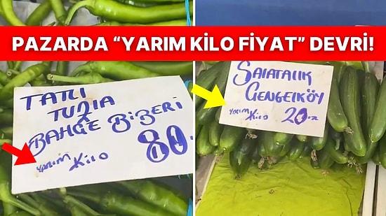 İsmail Saymaz Pazarda Yeşil Biber ve Salatalığın Yarım Kilo Fiyatından Satıldığını Gösterdi