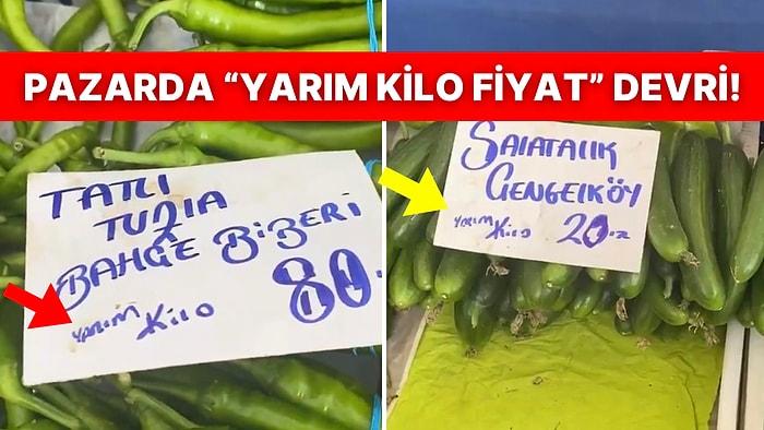 İsmail Saymaz Pazarda Yeşil Biber ve Salatalığın Yarım Kilo Fiyatından Satıldığını Gösterdi