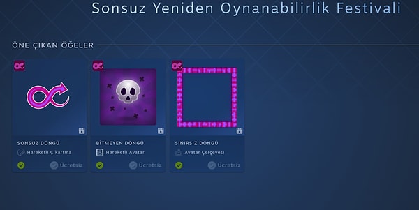 Steam Sonsuz Yeniden Oynanabilirlik Festivali boyunca ücretsiz ögeler de Puan Dükkanı kısmında bizleri bekliyor.