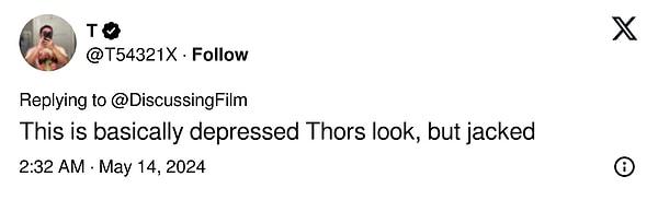 "Bu aslında Thor'un depresif görünüşü ama sadece ceketlisi"