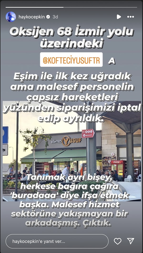 Hayko Cepki o olayın detaylarını Instagram paylaşımında bu şekilde anlattı 👇