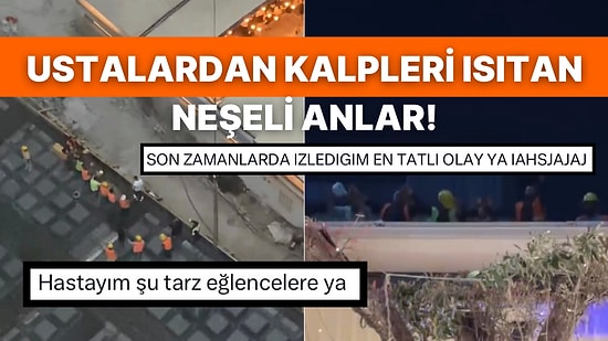 Düğün Salonunun Yanında Çalışan İnşaat İşçileri Davetlilerden Daha Çok Eğlendiği Anlarla Viral Oldu