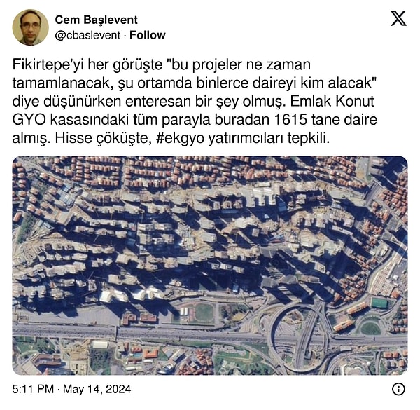 Sosyal medyada da EKGYO'nun yaptığı alıma yorumlar görüldü.