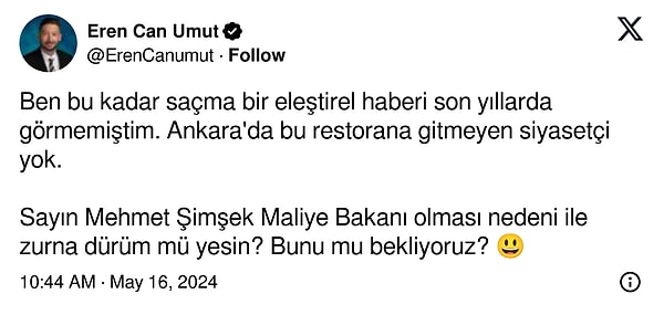 Ekonomi ve ekonominin patronu Şimşekle ilgili böyle bir haberin yapılmasının da çok gerekli olmadığı yorumlandı.