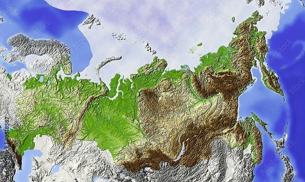 6. Rusya'nın coğrafi haritası.