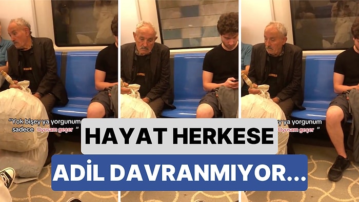 Ellerinde Çuvallarla Metroya Binen Bir Amcanın Yorgun ve Uykusuz Görüntüsü Görenlerin Kalbine Dokundu