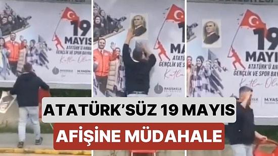 Bir Vatandaş Başiskele Belediyesi’nin Hazırladığı Atatürk’süz 19 Mayıs Afişini Kendi İmkanlarıyla Düzeltti