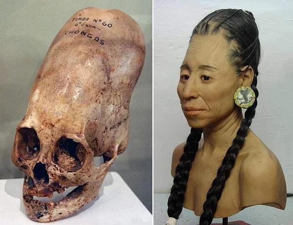 12. Peru'daki Paracas Yarımadası'nda 1928 yılında keşfedilen yüzlerce uzatılmış kafatasından biri.