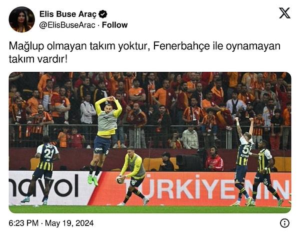 Fenerbahçeliler ise maçı 10 kişi tamamlamalarına rağmen gelen galibiyetle şampiyonluk hayallerini diri tuttu.