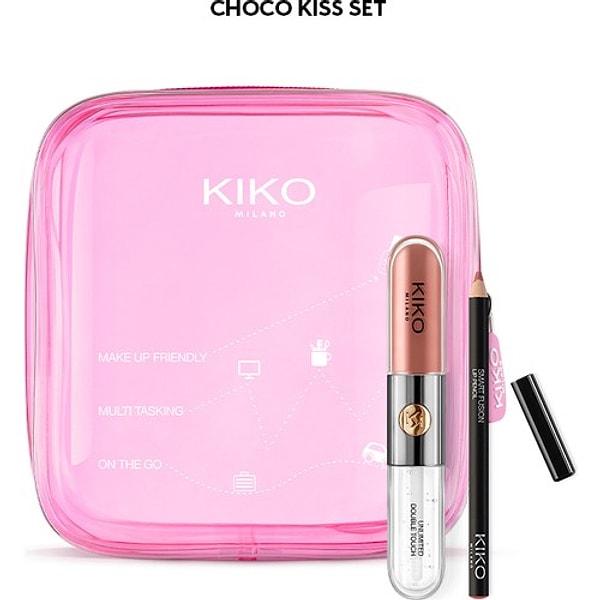 10. Dudaklarınıza mükemmel dokunuşu yapmanız için gerekli olan dudak kalemi, gloss ve makyaj çantasından oluşan Kiko Milano Choco Kiss Mini Pochette Set.