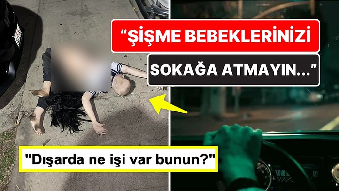 Yolda Arabayla Giderken Şişme Bebeğe Çarpan Sosyal Medya Kullanıcısı Neye Uğradığını Şaşırdı