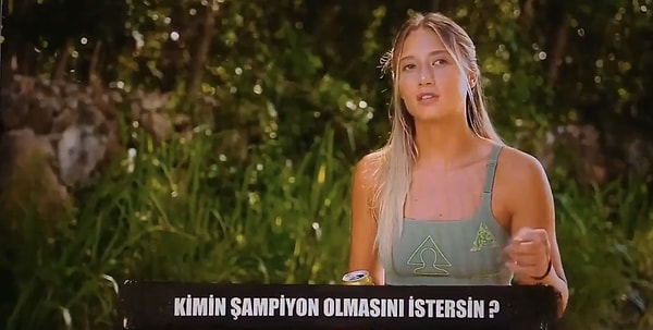 "Ben bir kadın şampiyon olsun istiyorum bu sene ama bana sanki Ogeday şampiyon olacakmış gibi geliyor. Ama spesifik olarak "şu şampiyon olsun" dediğimi biri yok".