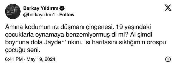 Berkay Yıldırım ayrıca Galatasaray’ın golcüsü Icardi’ye de küfür etti 👇