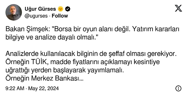 Gerek piyasa uzmanları gerek sosyal medya kullanıcıları Mehmet Şimşek'in bu sözlerini bolca yorumladı.