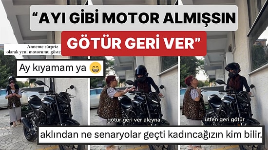 Kızının Yeni Motosikletini Gören Annenin Gülümseten Paniği: "Küçük Alacağım Dedin Ayı Gibi Motor Almışsın"