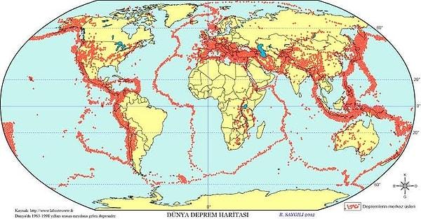 14. Dünya deprem haritası.