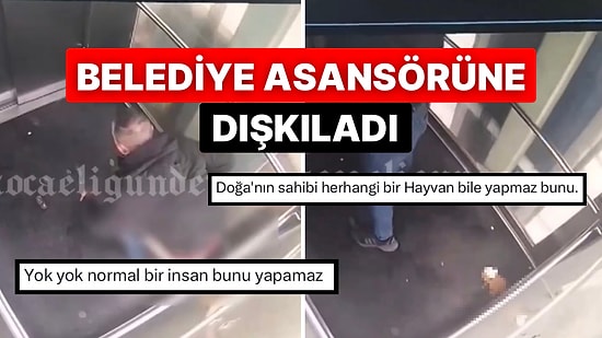 Görüntüler Kocaeli’nden! Bir Şahıs Belediye Asansörüne Dışkısını Yaptı