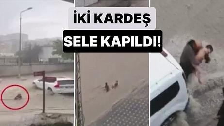 Ankara'da Sel Sularına Kapılıp Bir Aracın Altına Sıkışan 2 Kardeş Vatandaşların Yoğun Çabasıyla Kurtarıldı